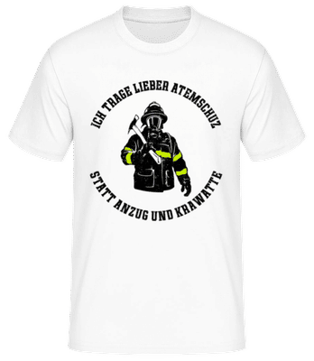 Lieber Atemschutz Statt Anzug - Männer Basic T-Shirt - Weiß - Vorne