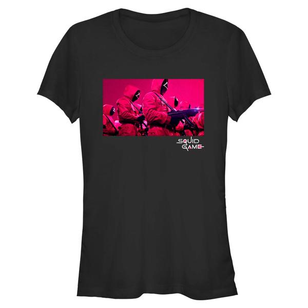 Preview: Netflix - Squid Game - Pink Guards - Women's T-Shirt - Black - Front