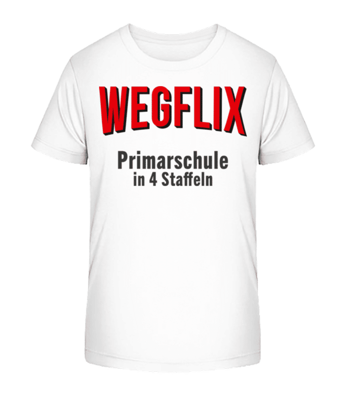 Vorschau: Wegflix Primarschule In 4 Saffeln - Kinder Bio T-Shirt Stanley Stella 2.0 - Weiß - Vorne