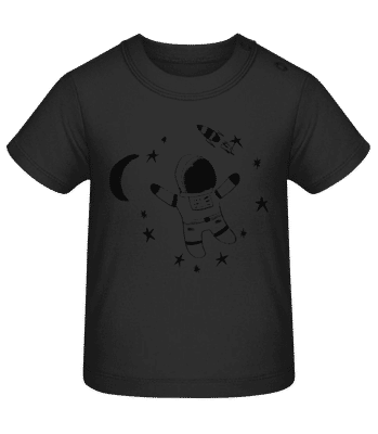 Astronaut Rocket - Baby T-Shirt - Schwarz - Vorne
