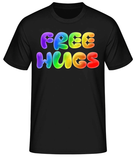Aperçu: Free Hugs CSD Gay LGBTQ Rainbow - T-shirt standard Homme - Noir - Devant