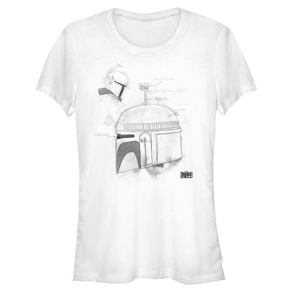 Aperçu: Star Wars - Book of Boba Fett - Boba Fett Boba Helmet Greyscale - Femme T-shirt - Blanc - Devant