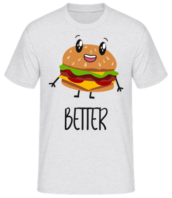 Better Together Burger - Männer Basic T-Shirt - Grau meliert - Vorne