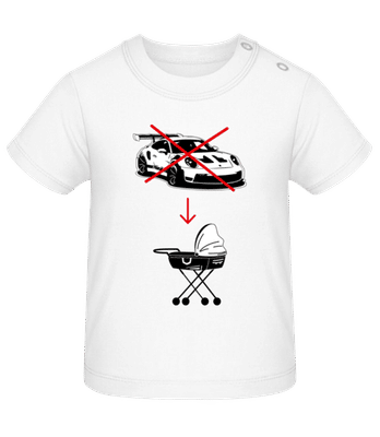 Porsche vs stroller pram - Organic Baby T-Shirt - White - Front