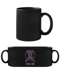 Kritzel Stil Sternzeichen Zwilling · Schwarze Tasse