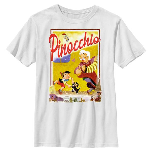 Aperçu: Disney - Pinocchio - Pinocchio StoryBook Poster - Enfant T-shirt - Blanc - Devant