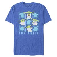 Star Wars - The Mandalorian - Yoda Child Box Grid - Hombres Camiseta - Azul real moteado - delante