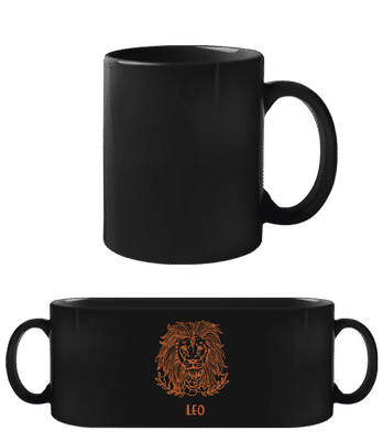 Scribble Style Zodiac Sign Leo - Black Mug - Black - Front