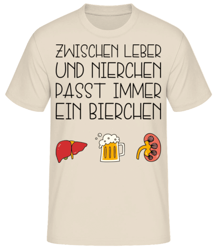 Vorschau: Zwischen Leber Und Nierchen - Männer Basic T-Shirt - Creme - Vorne