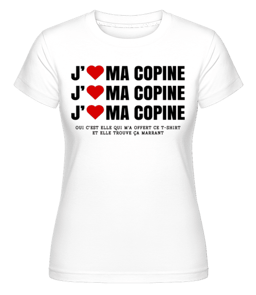Aperçu: J’aime Ma Copine Saint Valentin Drôle -  T-shirt Shirtinator femme - Blanc - Devant