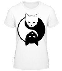 Yin Yang Cat - Women's Basic T-Shirt - White - Front