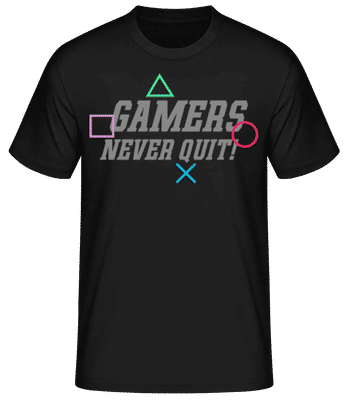 Gamers Never Quit - Camiseta básica para hombre - Negro - delante