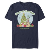 Disney Classics - Mickey Mouse - Pluto Greetings From Grandpa - Pánské Tričko - Namořnická modrá - Napřed