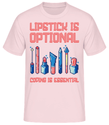 Lipstick Optional Coding Essential - Men's Basic T-Shirt - Pink - Front