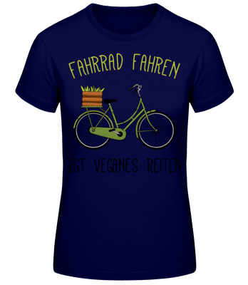 Fahrrad Fahren Veganes Reiten - Frauen Basic T-Shirt - Marine - Vorne