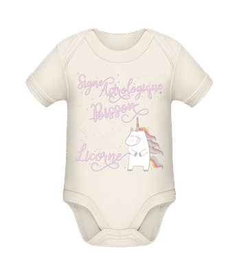 Signe Astrologique Licorne Bisson - Body manches courtes bio - Crème - Devant