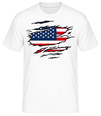 Zerrissene Fahne USA - Männer Basic T-Shirt - Weiß - Vorne