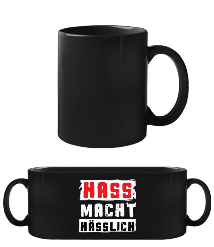 Vorschau: Hass Macht Hässlich - Schwarze Tasse - Schwarz - Vorne