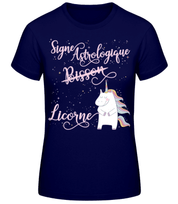 Signe Astrologique Licorne Poisson - T-shirt standard Femme - Bleu marine - Devant