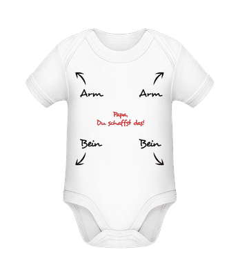 Papa, Du Schaffst Das - Baby Bio Strampler - Weiß - Vorne