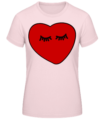 Heart Eyelashes - Women's Basic T-Shirt - Pink - Front