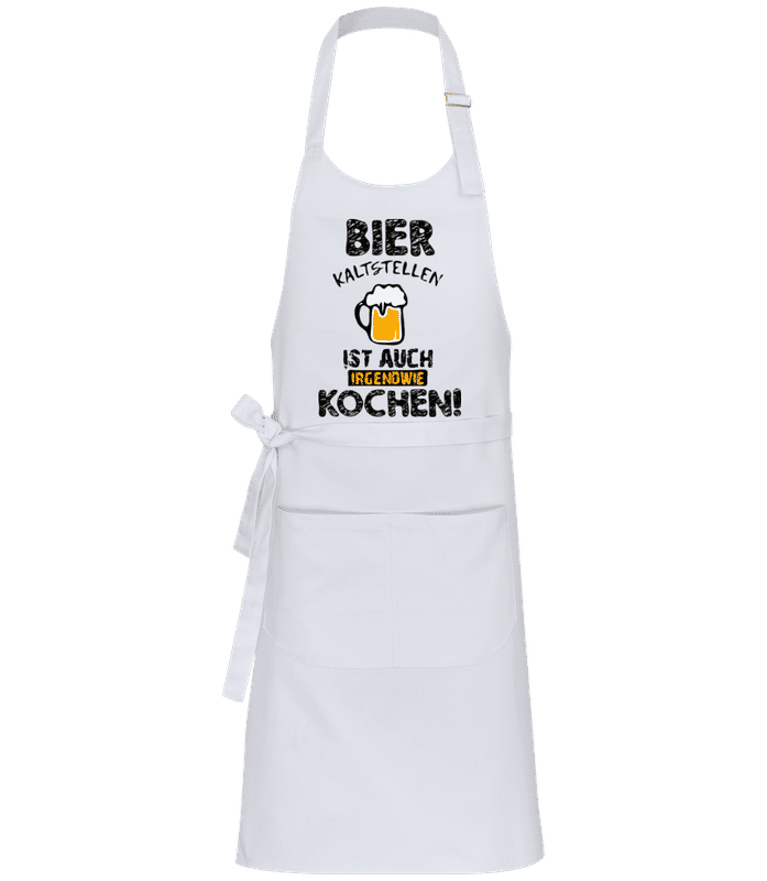 Vorschau: Bier Kaltstellen Ist Wie Kochen - Profi Kochschürze - Weiß - Vorne