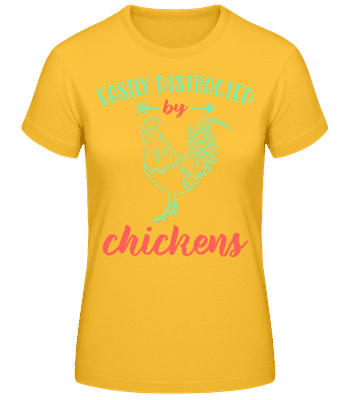Distracted By Chickens - T-shirt standard Femme - Jaune doré - Devant