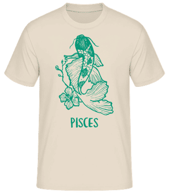 Scribble Style Zodiac Sign Pisces - Pánské basic tričko - Krémová - Napřed