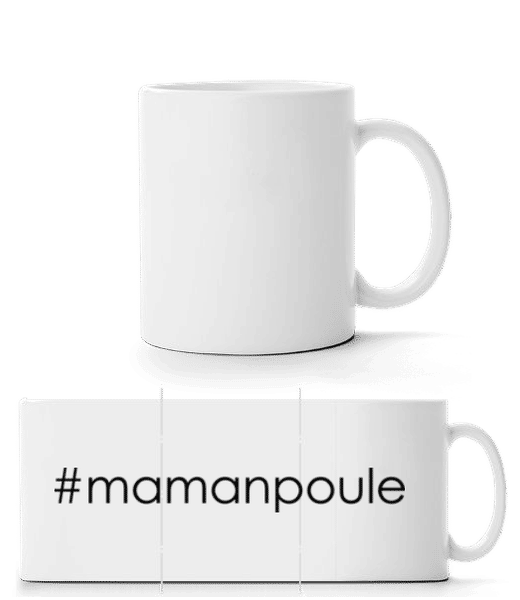 Aperçu: Maman Poule Hashtag - Mug panorama - Blanc - Devant