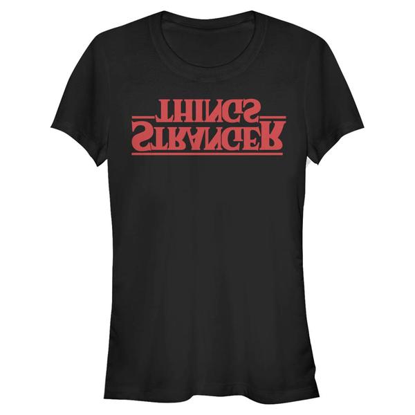 Preview: Netflix - Stranger Things - Logo Stranger Upside Down - Women's T-Shirt - Black - Front
