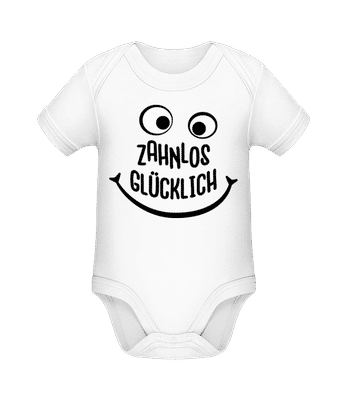 Zahnlos Glücklich - Baby Bio Strampler - Weiß - Vorne