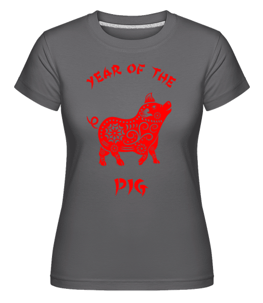 Preview: Chinese Zodiac Year Of The Pig - Shirtinator Women's T-Shirt - Anthracite - Front
