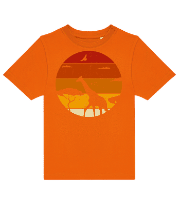  Retro Sunset Giraffe - Camiseta niño B&C - Naranja - delante