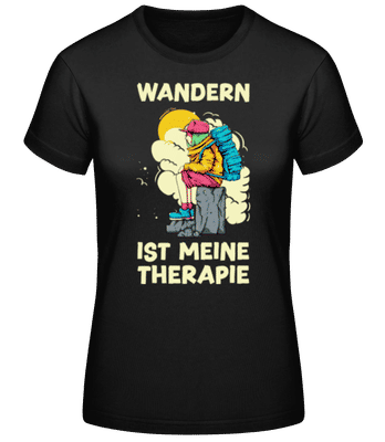 Wandern Ist Meine Therapie - Frauen Basic T-Shirt - Schwarz - Vorne