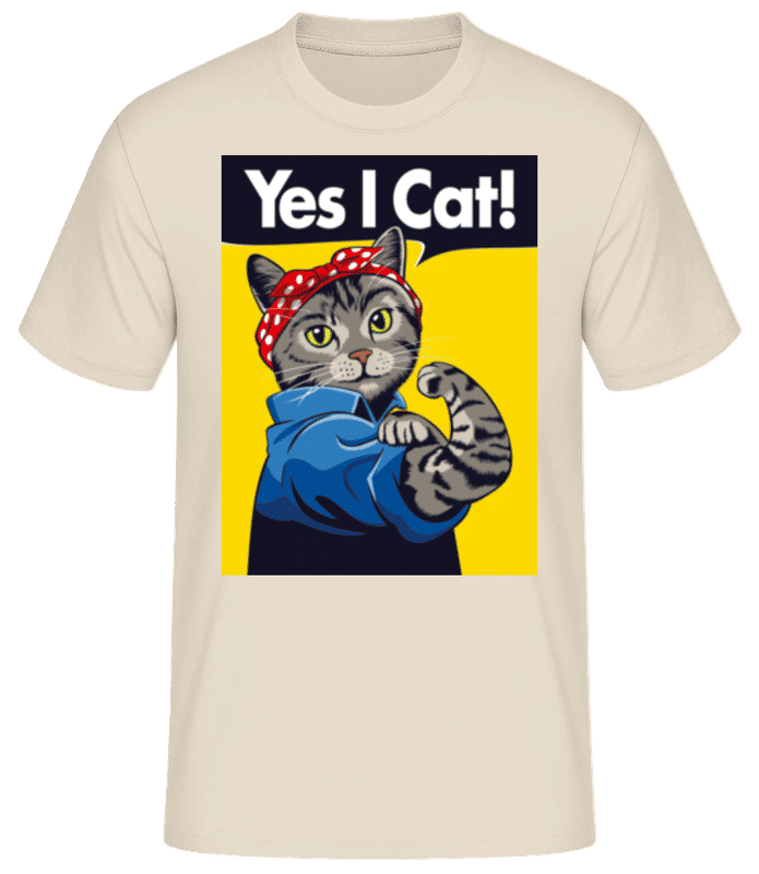 Vorschau: Yes I Cat - Männer Basic T-Shirt - Creme - Vorne