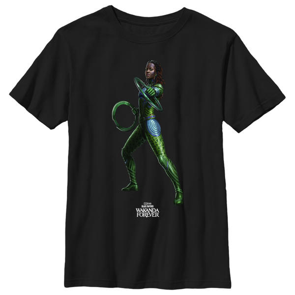 Preview: Marvel - Black Panther Wakanda Forever - Nakia Blank - Kids T-Shirt - Black - Front