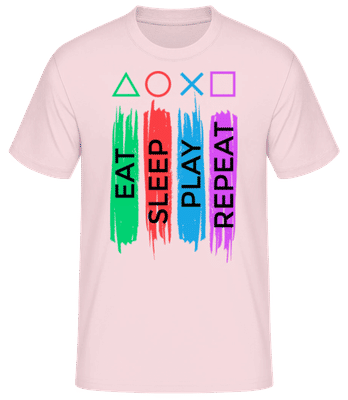 Eat Sleep Play Repeat - Pánské basic tričko - Růžová - Napřed