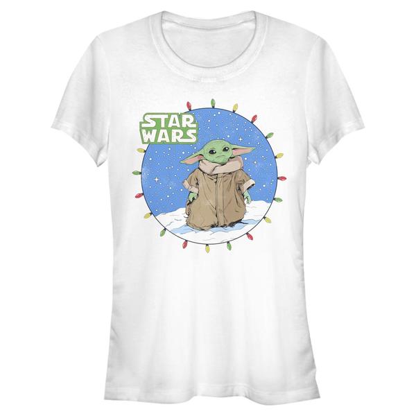 Aperçu: Star Wars - The Mandalorian - The Child Snow Baby Lights - Christmas - Femme T-shirt - Blanc - Devant