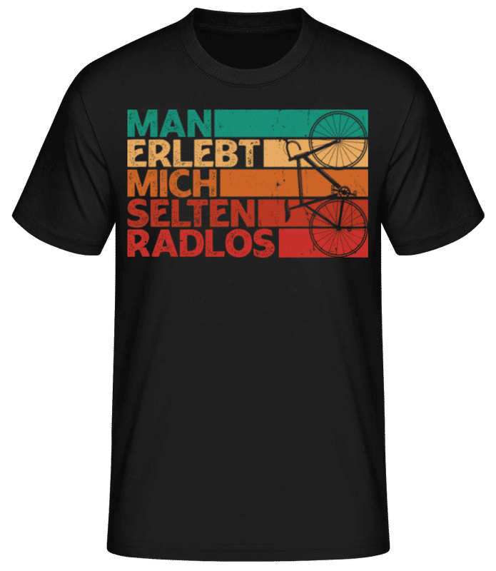 Vorschau: Man erlebt mich selten Radlos - Männer Basic T-Shirt - Schwarz - Vorne