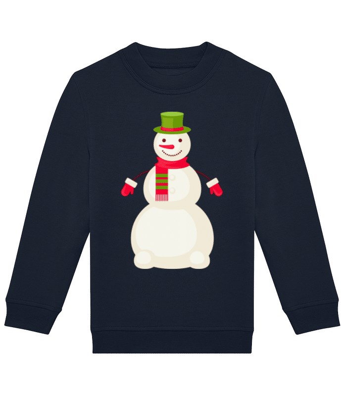 Náhled: Snehulák se zeleným kloboukem - Dětská standardní mikina - Namořnická modrá - Napřed