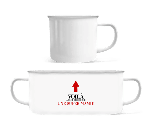 Aperçu: Voilà Une Super Mamie - Tasse Émaillée - Blanc - Devant