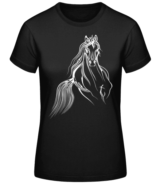 Aperçu: Tatouage de cheval au galop 1 - T-shirt standard Femme - Noir - Devant