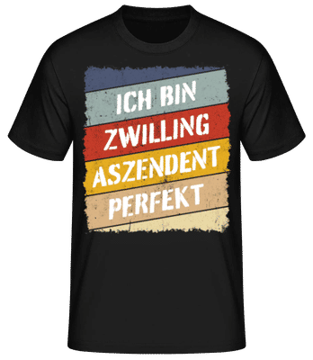 Zwilling Aszendent Perfekt Retro Stil - Männer Basic T-Shirt - Schwarz - Vorne