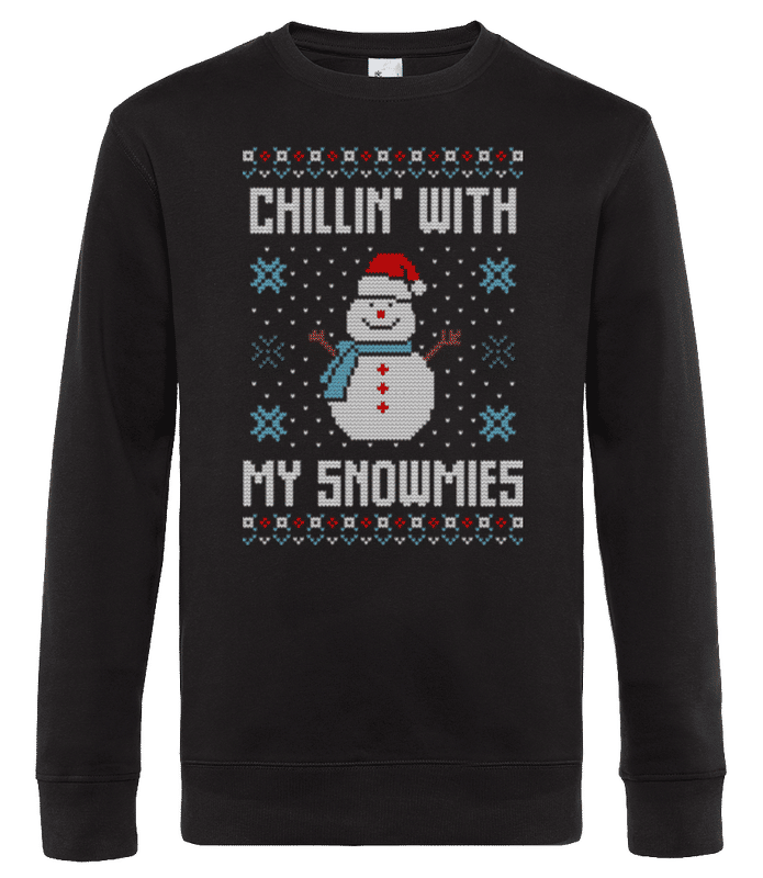 Vorschau: Chillin With My Snowmies - Männer Standard Pullover - Schwarz - Vorne