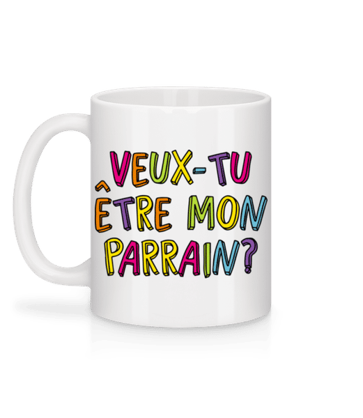 Aperçu: Veux-tu Être Mon Parrain - Mug en céramique blanc - Blanc - Derrière