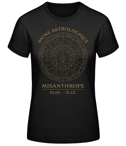 Aperçu: Signe Astrologique Misanthrope - T-shirt standard Femme - Noir - Devant
