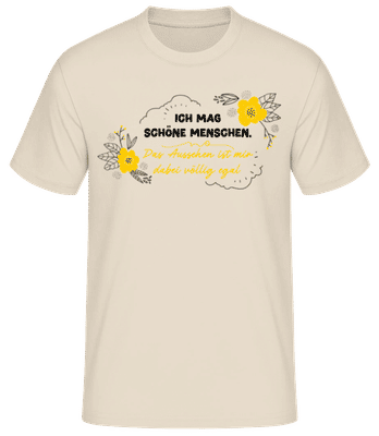 Ich Mag Schöne Menschen - Männer Basic T-Shirt - Creme - Vorne