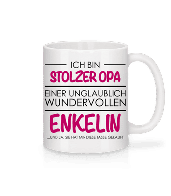 Stolzer Opa Enkelin - Tasse - Weiß - Vorne