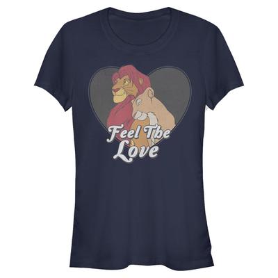 Disney Classics - Le Roi lion - Simba & Nala Feel The Love - Valentine's Day - Femme T-shirt - Bleu marine - Devant
