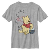 Disney - Winnie Pooh - Medvídek Pú Pooh Line art - Niños Camiseta - Gris moteado - delante